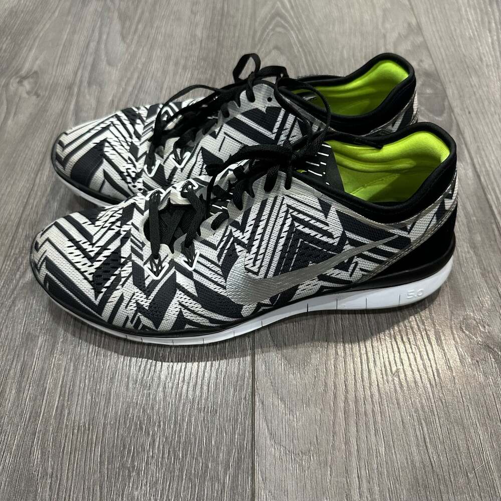 Nike Free TR 5 Print Training Shoes Black/Silver/Volt Size 10.5 (704695-001)